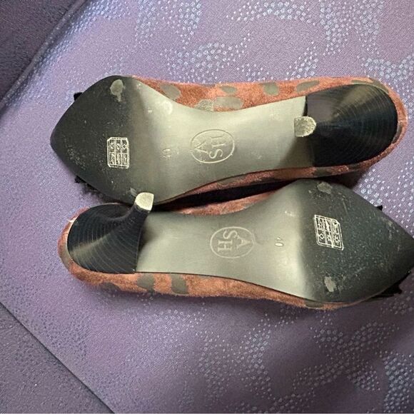 ASH Leopard animal print size 40/ 9.5 pointed toe bow accent heels mobwife - Picture 6 of 7